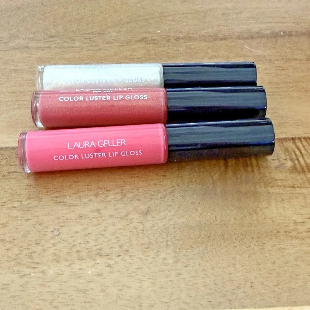 3 pc  LAURA GELLER COLOR LUSTER LIP GLOSS Peach Sorbet Honey Caramel City Lights